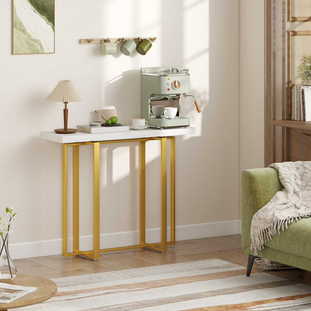 Wooden Console Table 100cm Wide With Steel Frame - Velmora