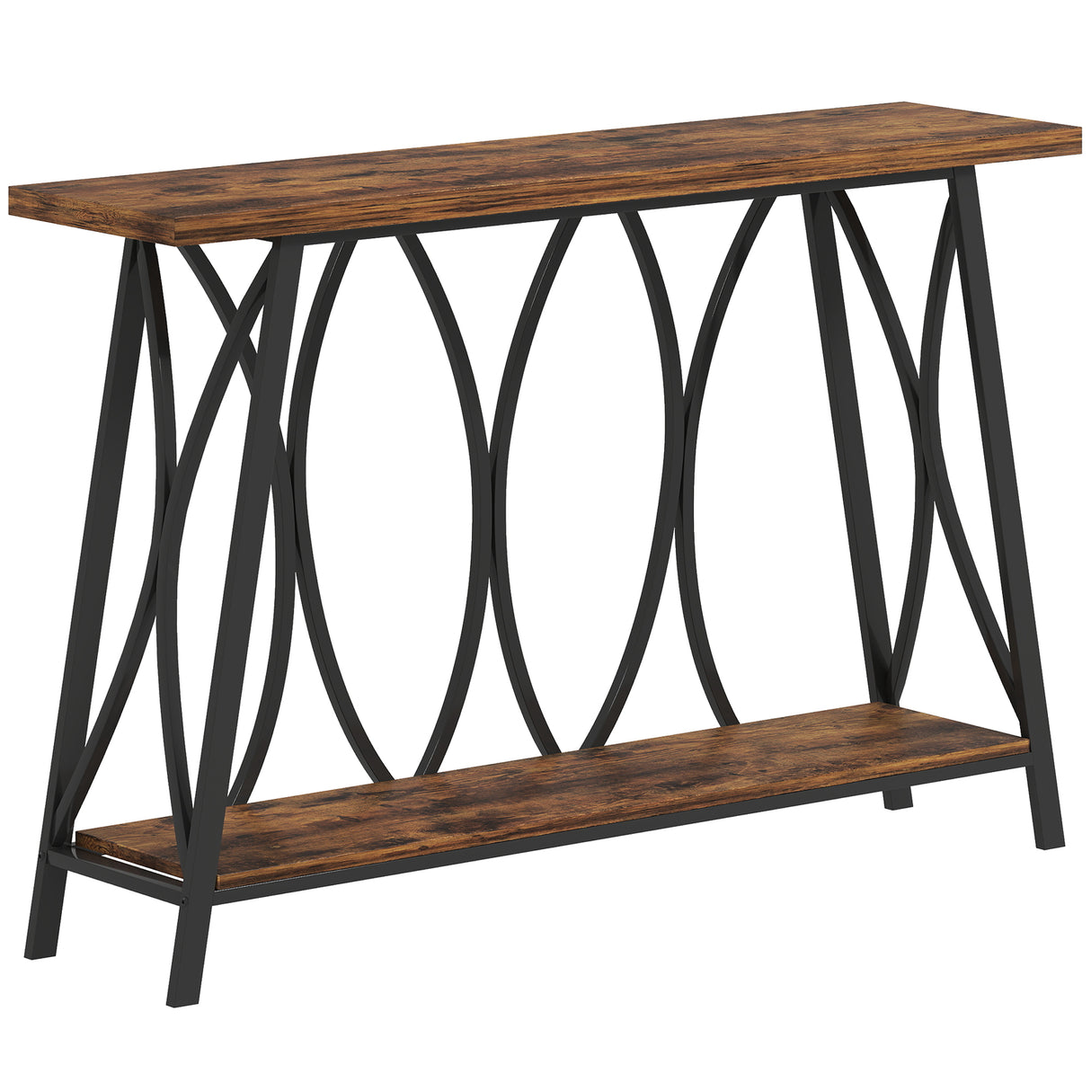 Wooden Console Table 120cm Wide With Metal Frame - Velmora