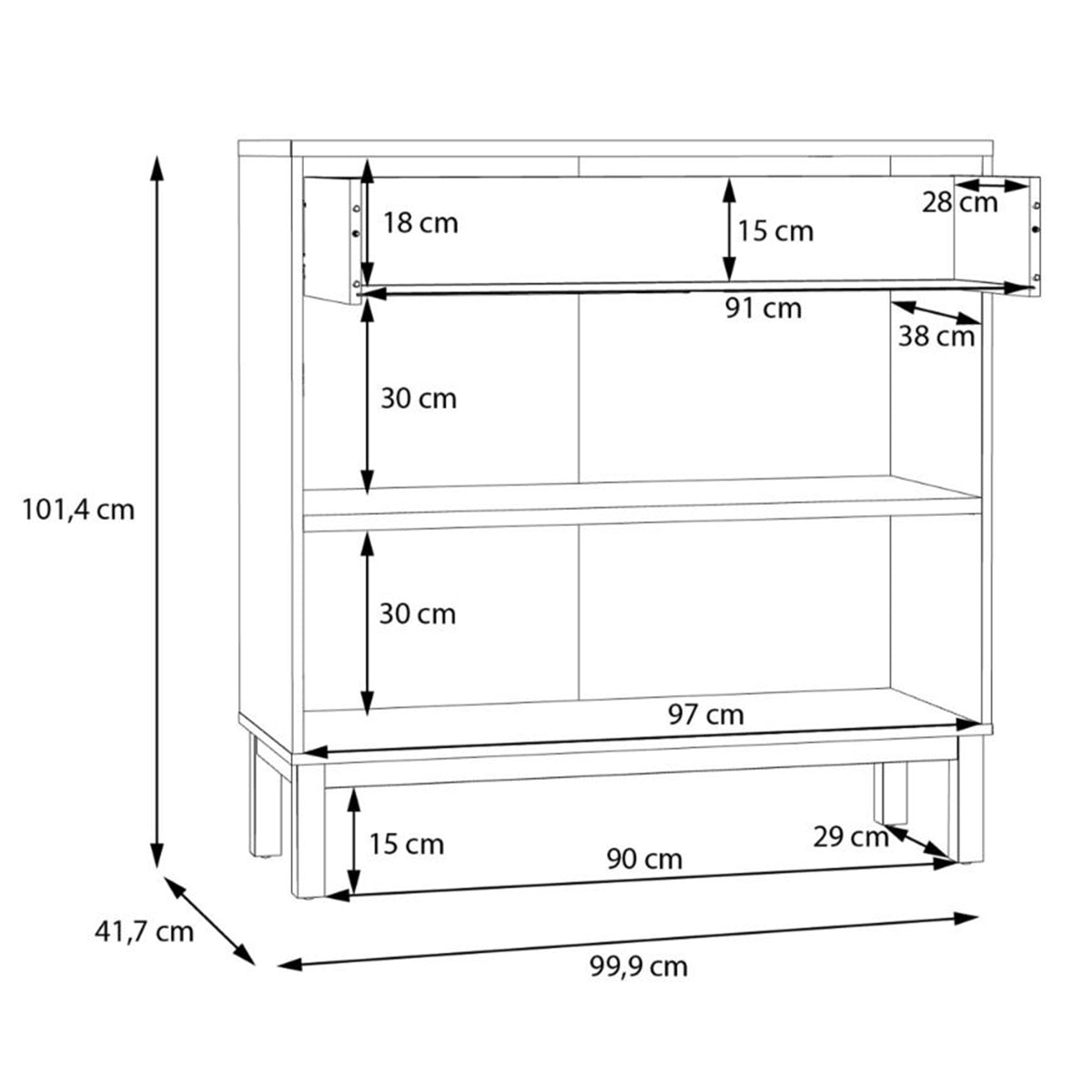 Wooden Console Table With 2 Doors And 1 Drawer - Wensley