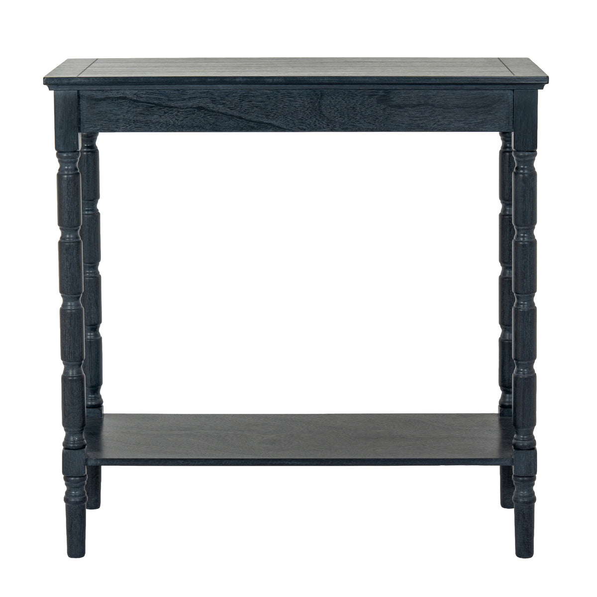 Wooden Console Table 80cm Wide With Rattan Shelf - Contour