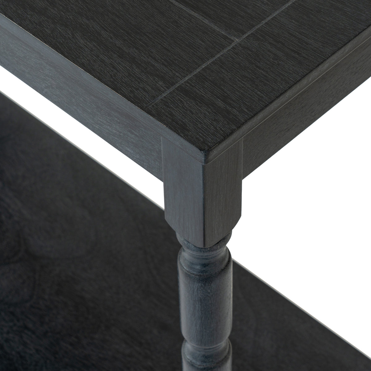 Wooden Console Table 80cm Wide With Rattan Shelf - Contour