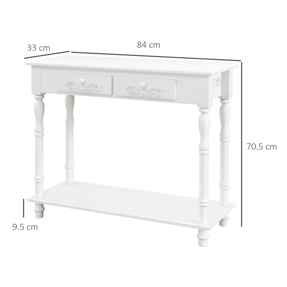 Wooden Console Table 84cm Wide With 2 Drawers - Velmora