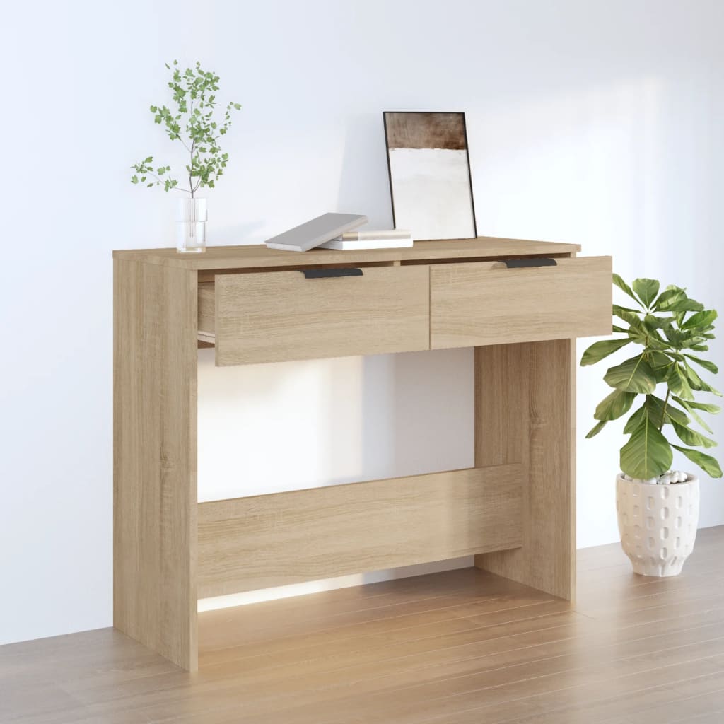 Wooden Console Table 90cm Wide With 2 Drawers - Vantage Home