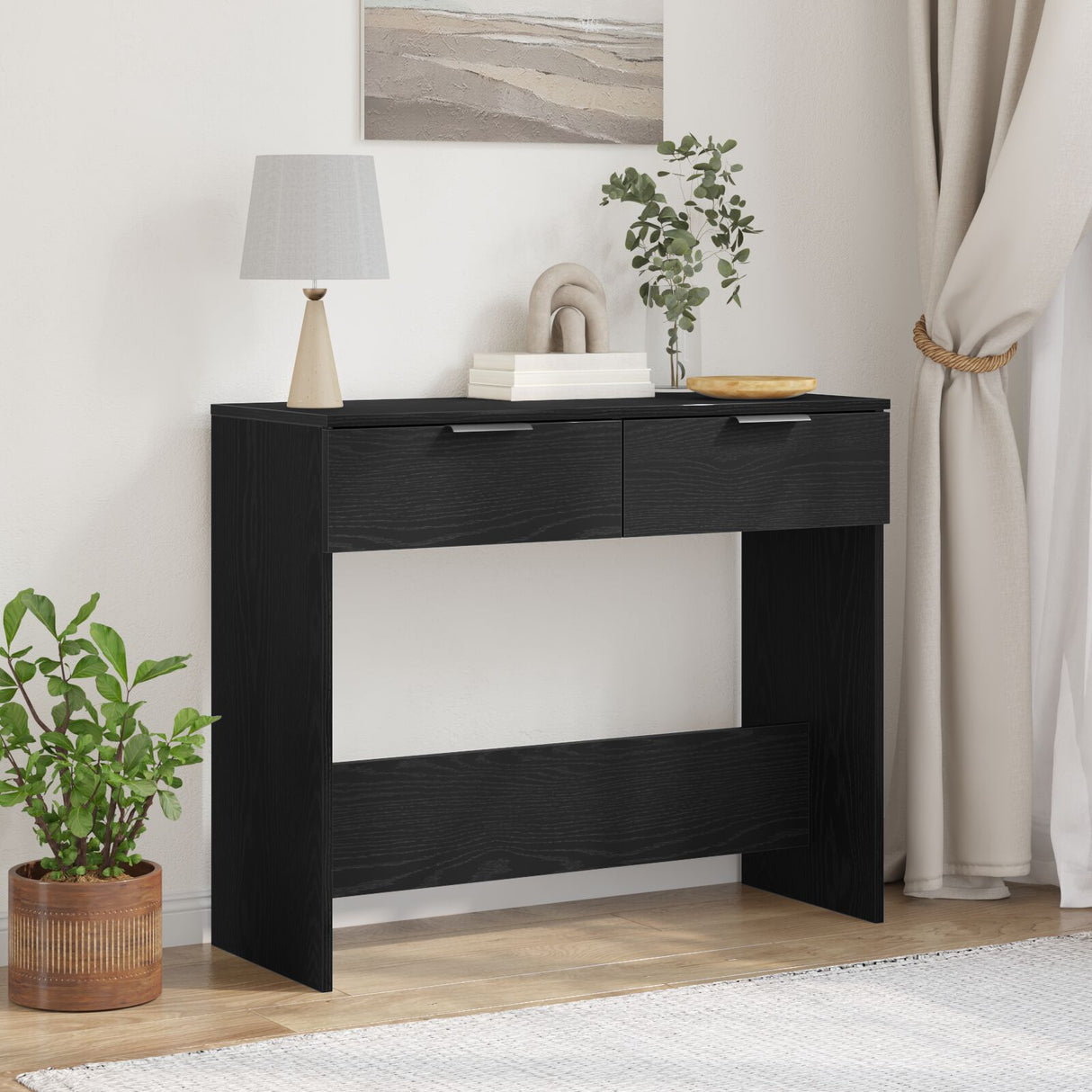 Wooden Console Table 90cm Wide With 2 Drawers - Vantage Home