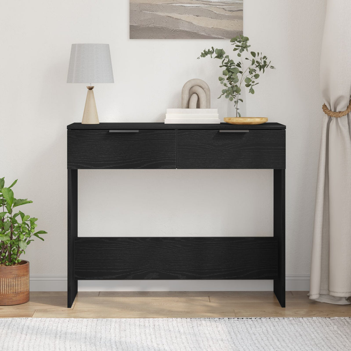 Wooden Console Table 90cm Wide With 2 Drawers - Vantage Home