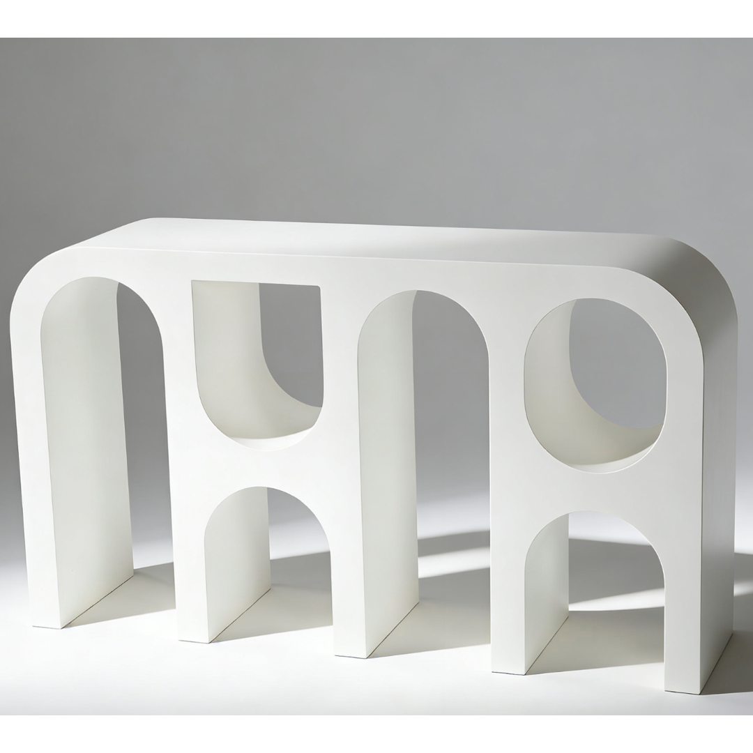 Wooden Console Table with Abstract Design - Capriana