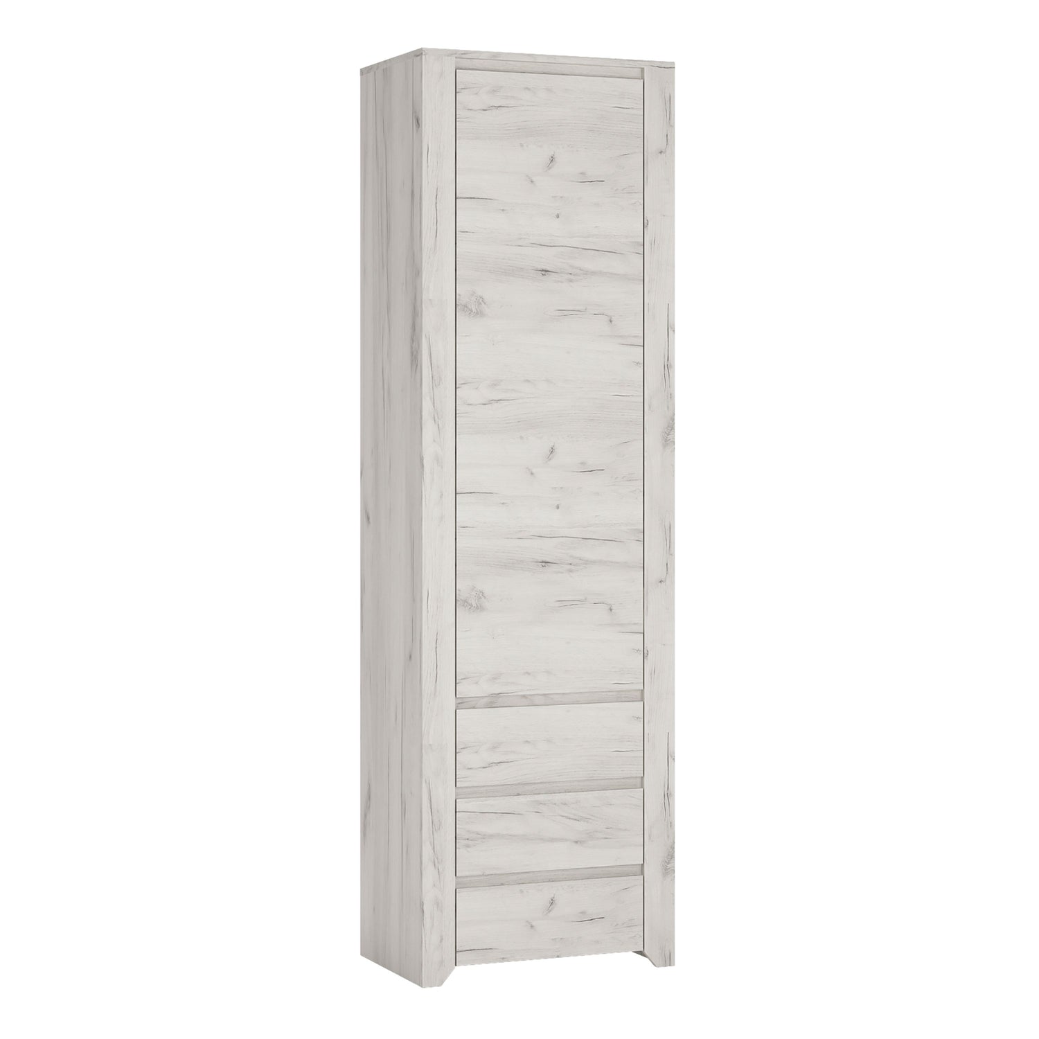 Wooden Cupboard Tall And Narrow With 1 Door 3 Drawers - Angel