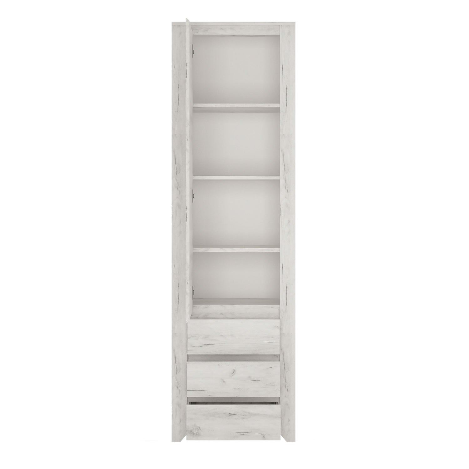 Wooden Cupboard Tall And Narrow With 1 Door 3 Drawers - Angel