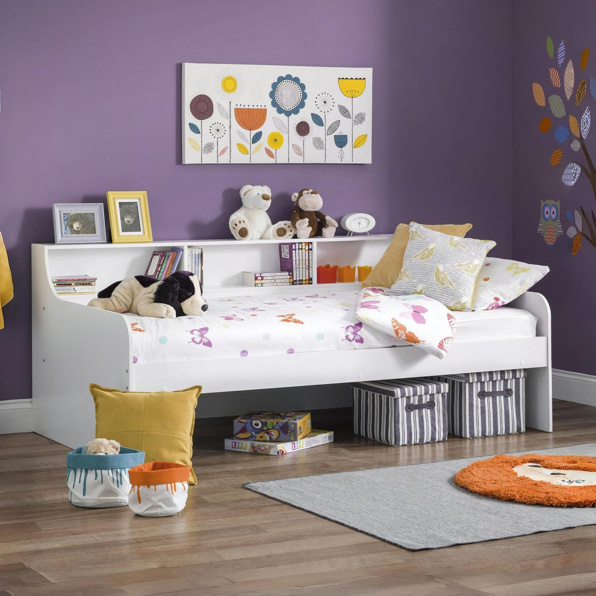 Wooden Day Bed With Shelves - Grace