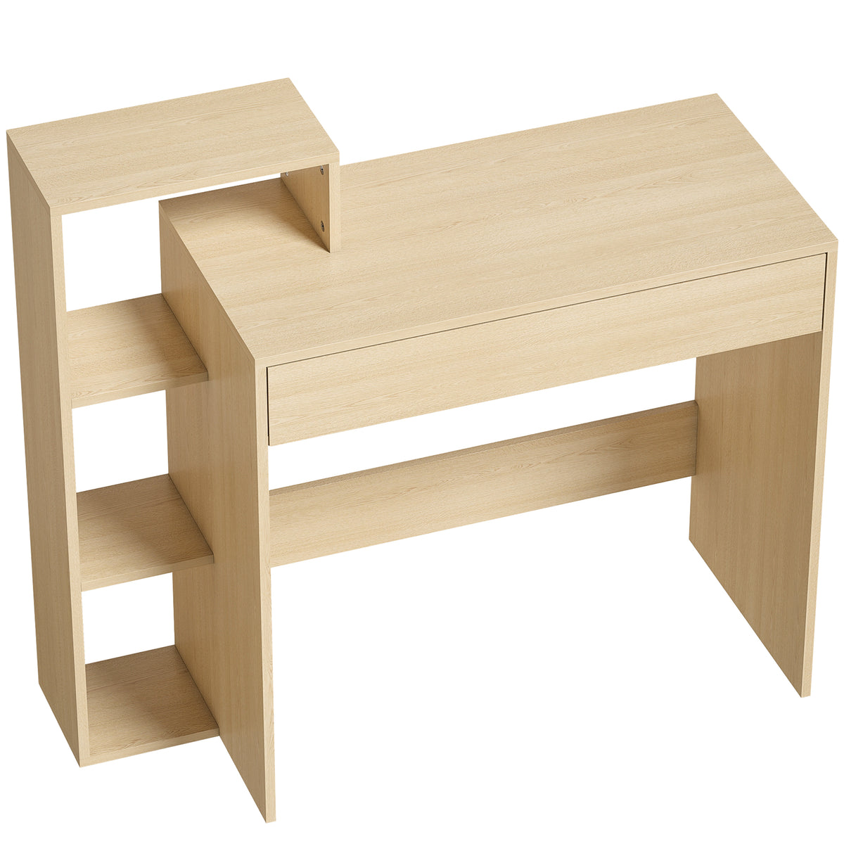 Wooden Desk 100cm Wide With 1 Drawer And 3 Shelves - Velmora