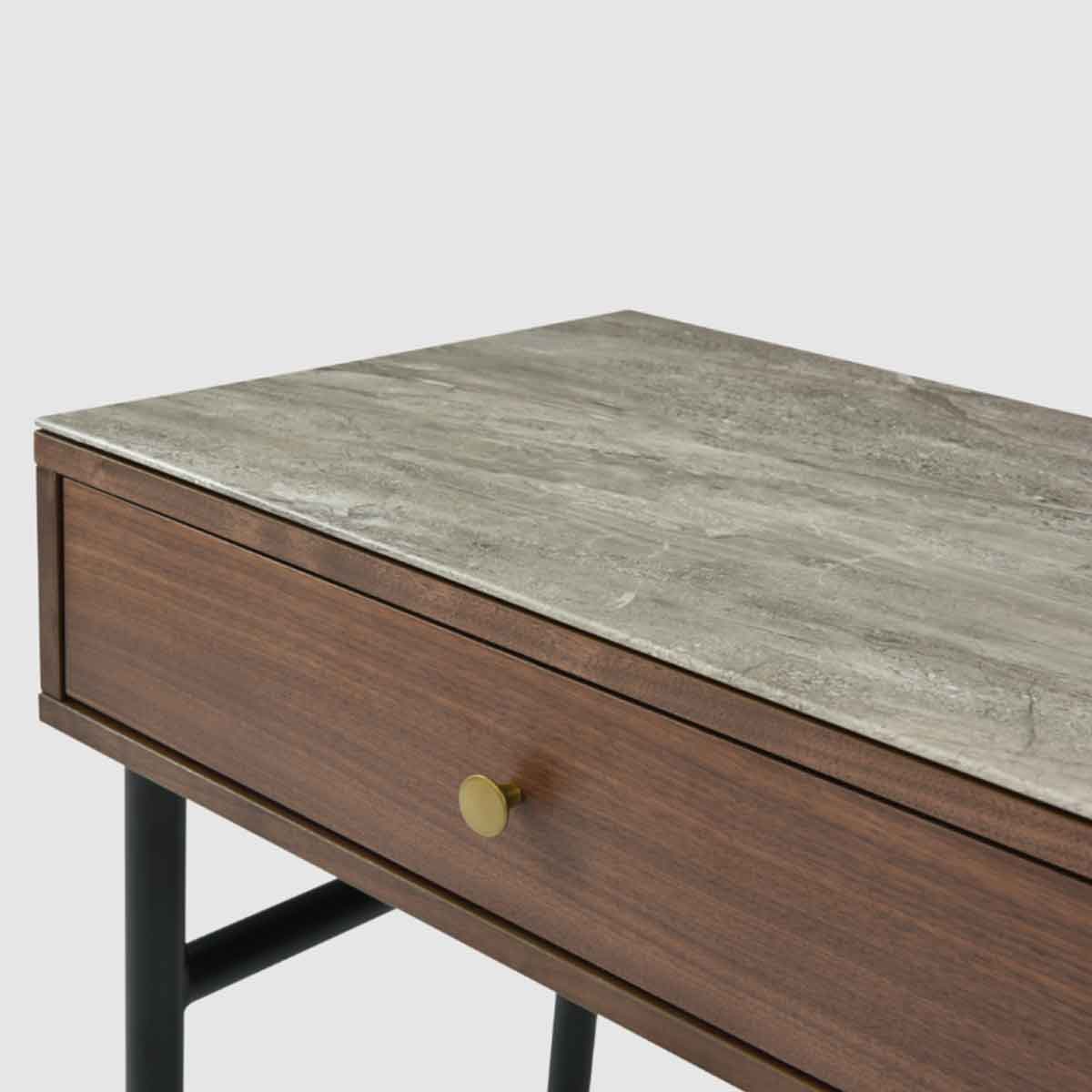 Wooden Desk 120cm Wide With Marble Effect Glass Top for Home And Office - Tulip