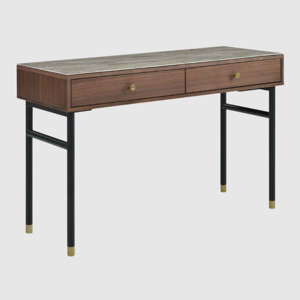Wooden Desk 120cm Wide With Marble Effect Glass Top for Home And Office - Tulip
