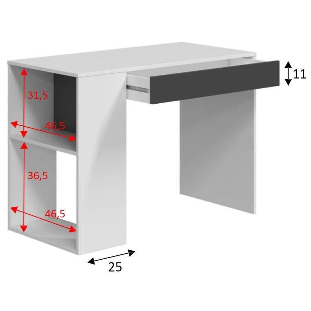 Wooden Desk for Home And Office With 1 Drawer 2 Shelves - Seattle