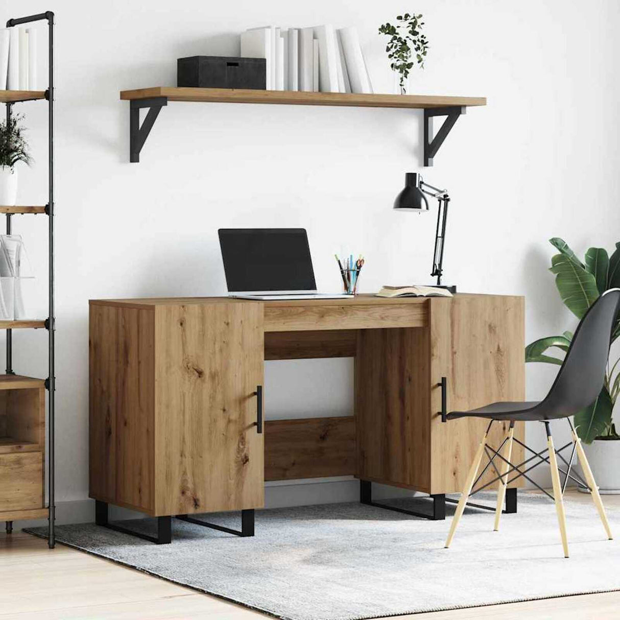 Wooden Desk for Home And Office With Black Handles - Vantage Home