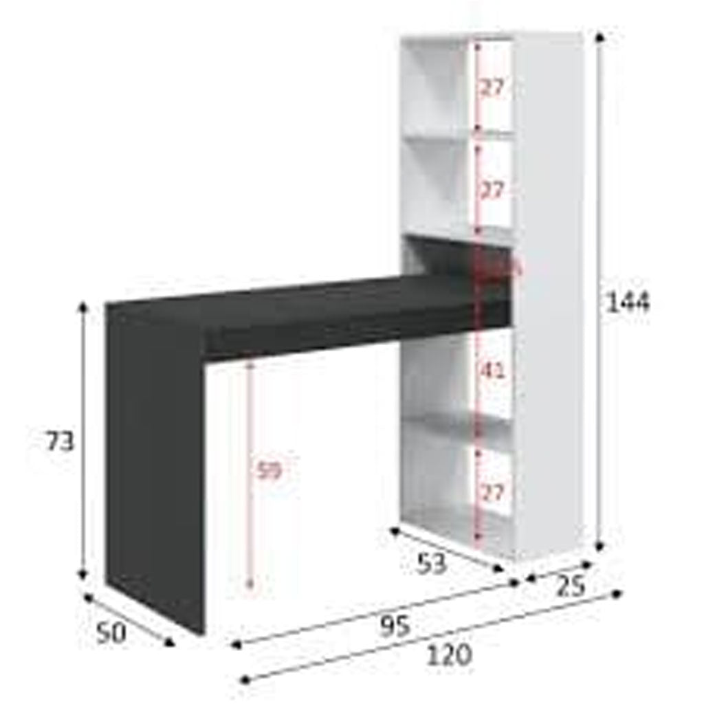 Wooden Desk for Home And Office With Bookcase - Dublin