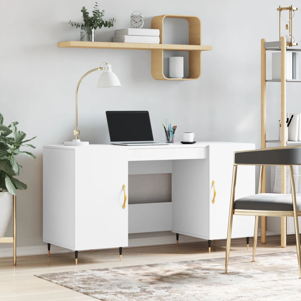 Wooden Desk for Home And Office With Gold Handles - Vantage Home