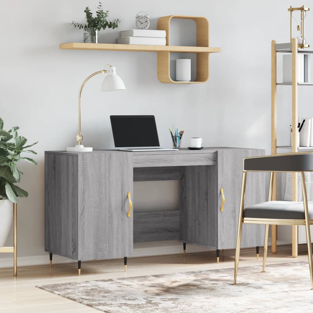 Wooden Desk for Home And Office With Gold Handles - Vantage Home