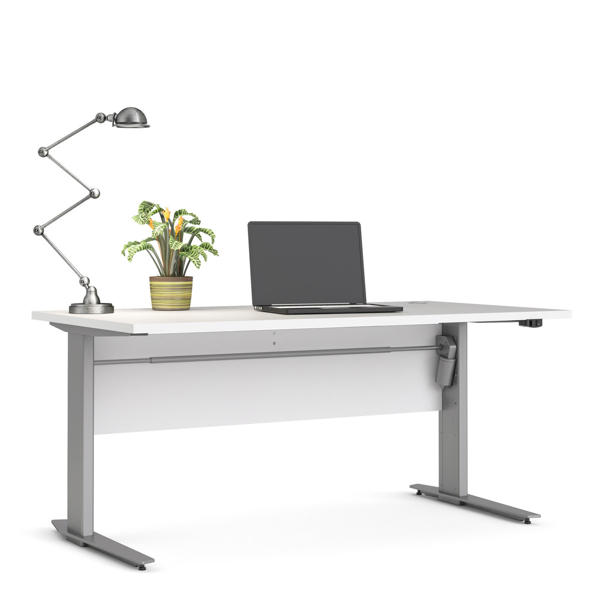 Wooden Desk for Home And Office 150cm Wide in White With Height Adjustable Legs - Prima