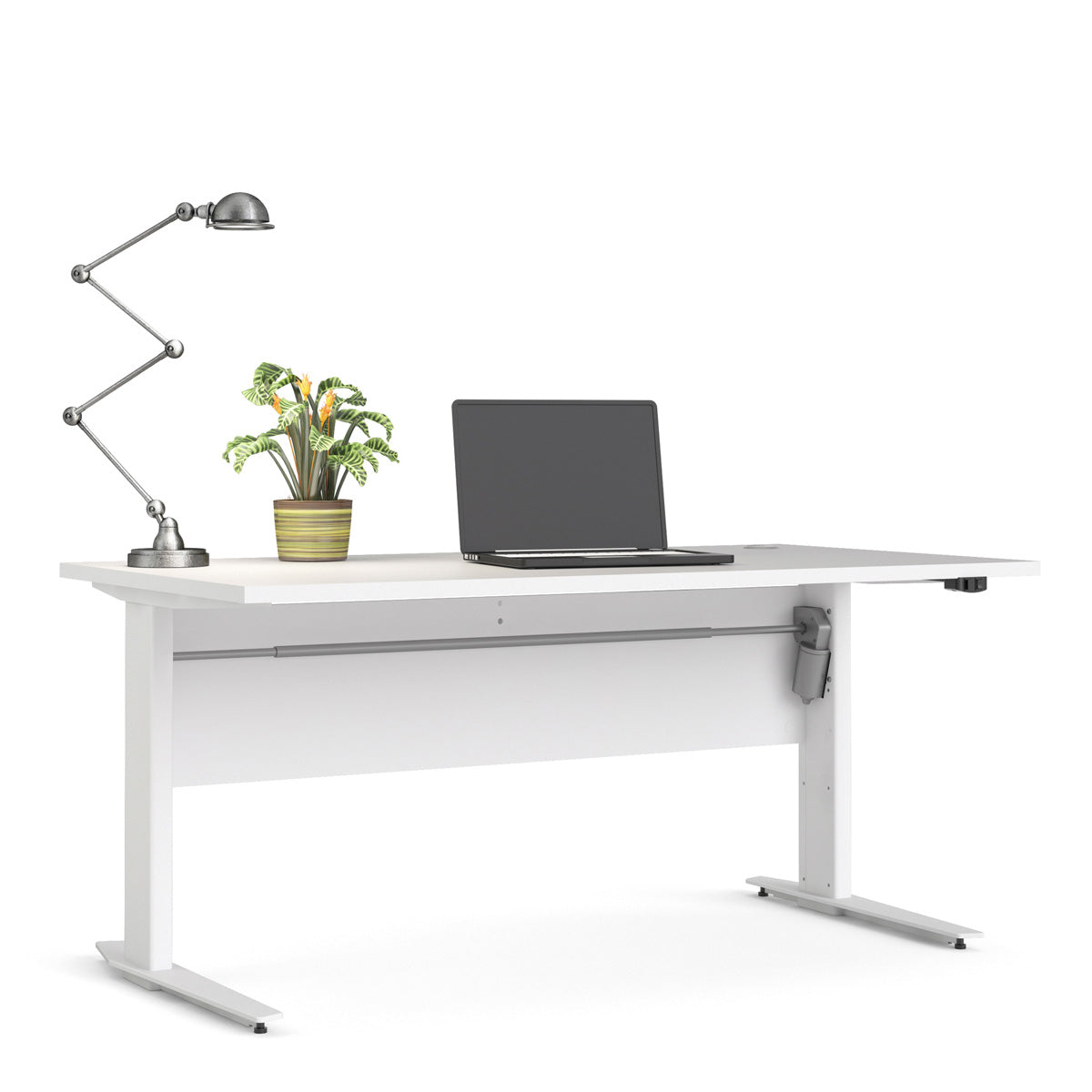 Wooden Desk for Home And Office 150cm Wide in White With Height Adjustable Legs - Prima
