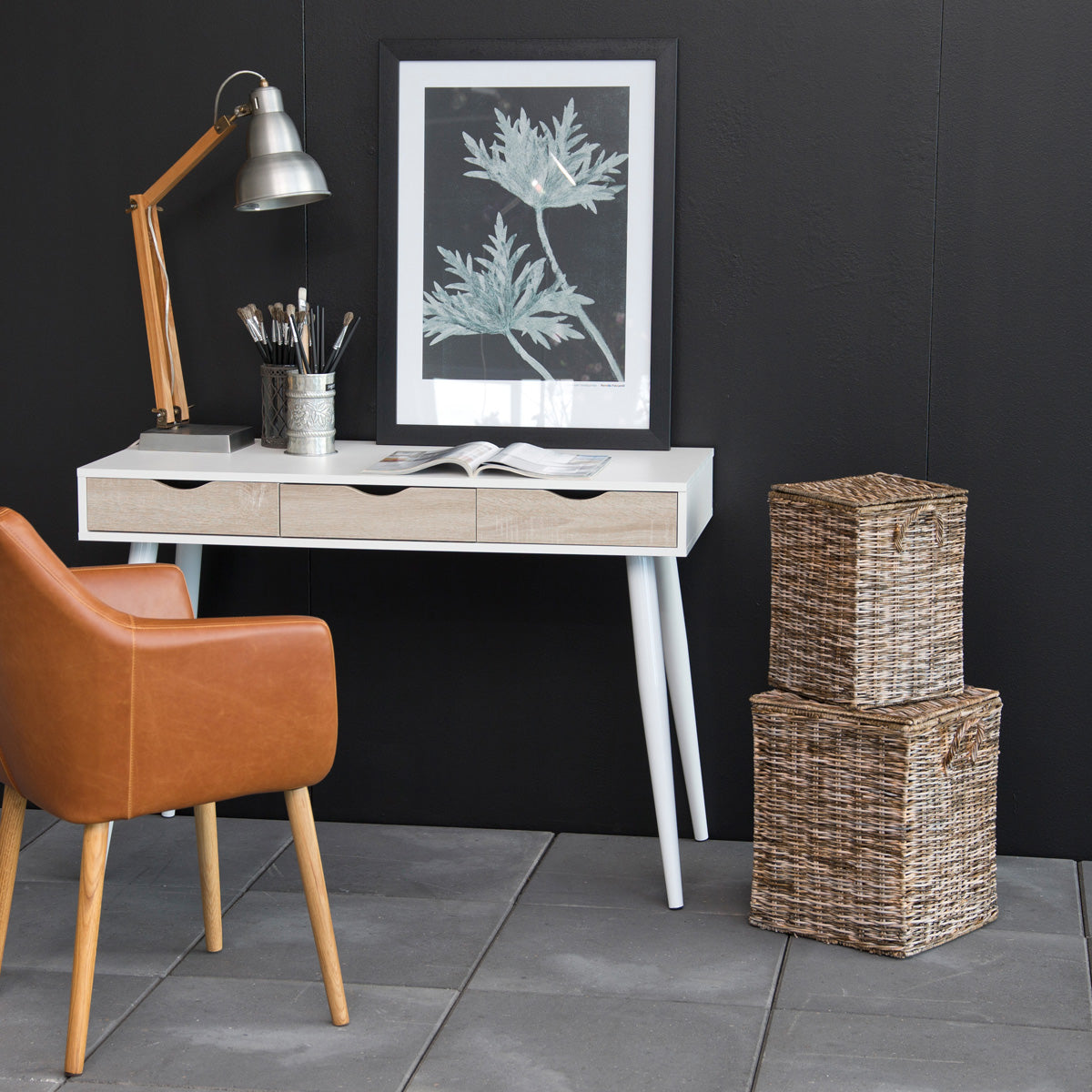 Wooden Desk for Home And Office With 3 Oak Drawers - Neptun