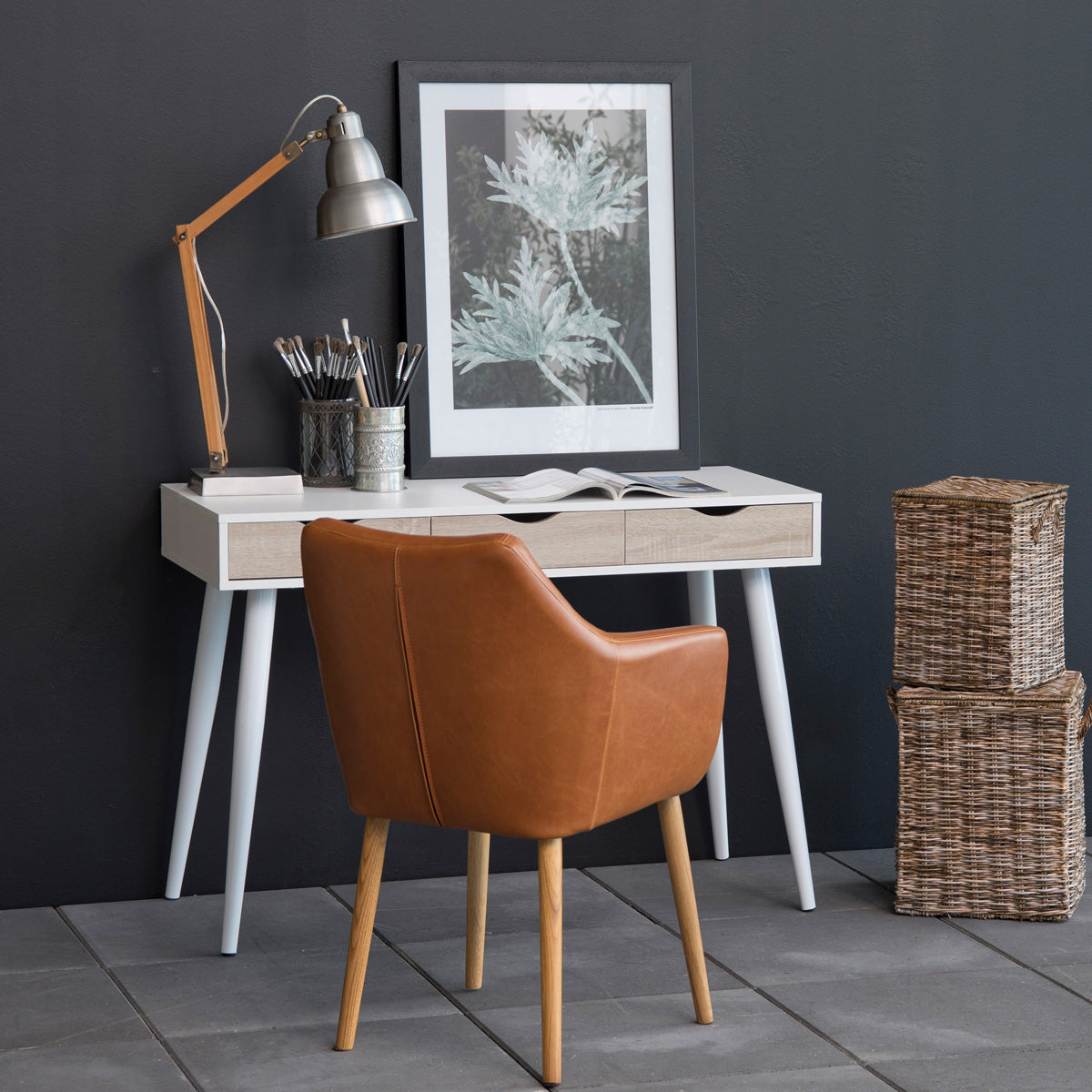 Wooden Desk for Home And Office With 3 Oak Drawers - Neptun