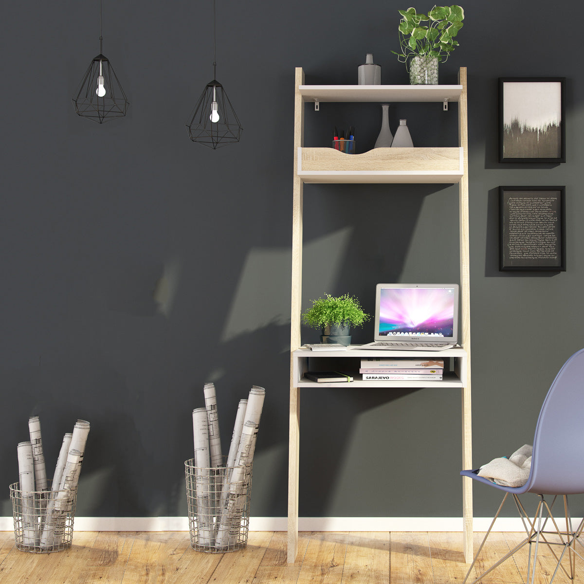 Wooden Desk for Home And Office in Leaning Ladder Design - Oslo