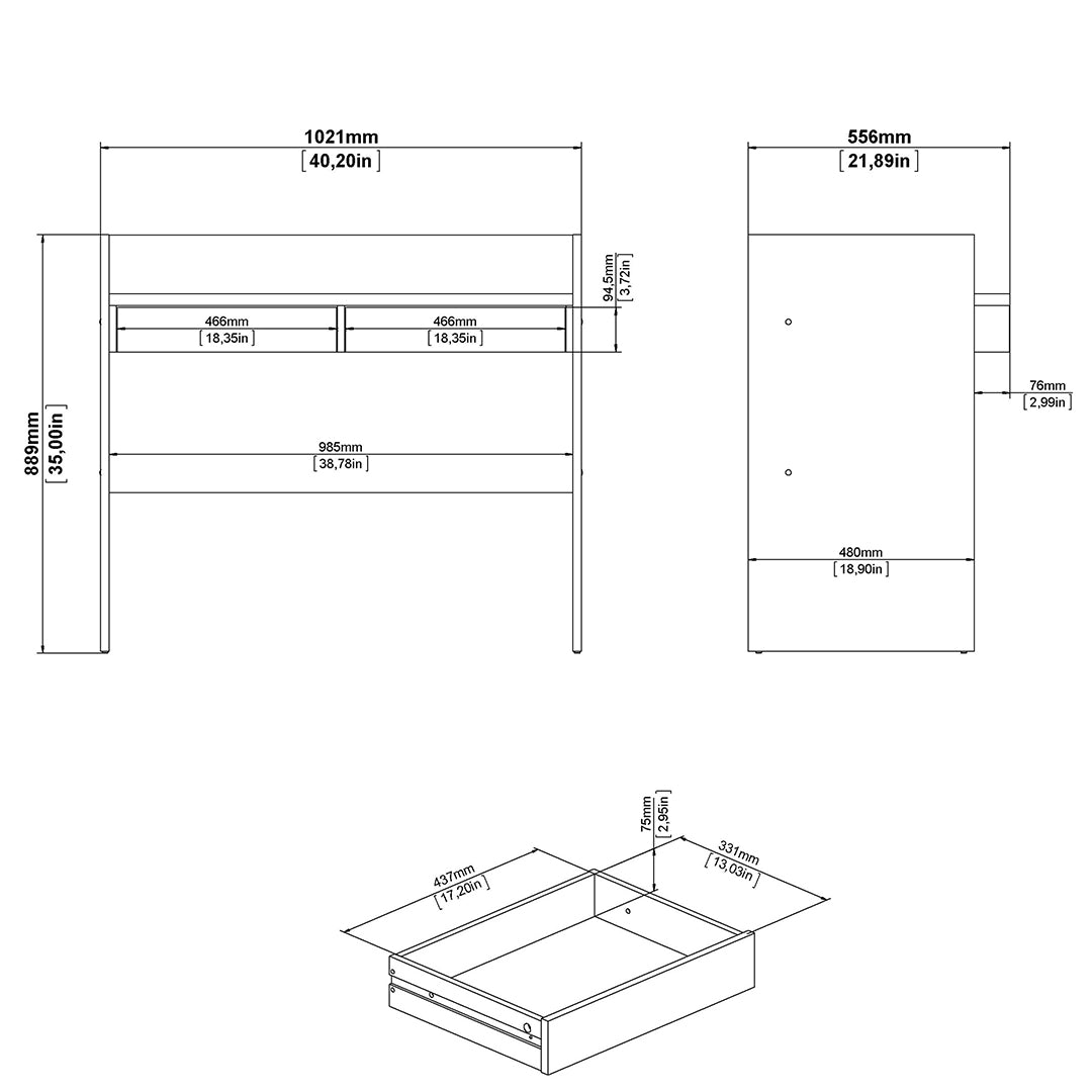 Wooden Desk for Home And Office With 2 Drawers - Function Plus