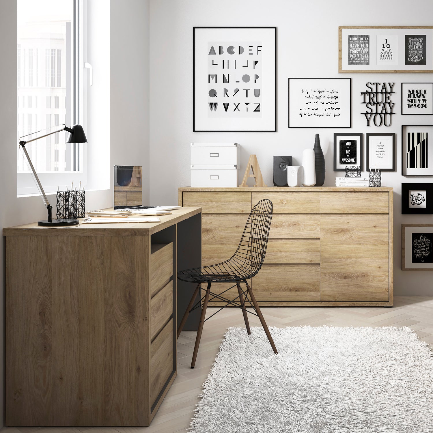 Wooden Desk for Home And Office With 3 Drawers - Shetland