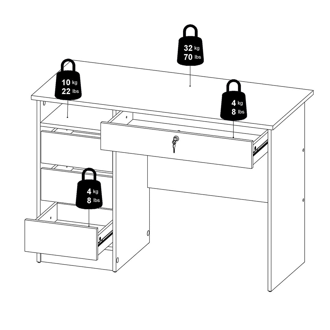 Wooden Desk for Home And Office 4 Drawers - Function Plus