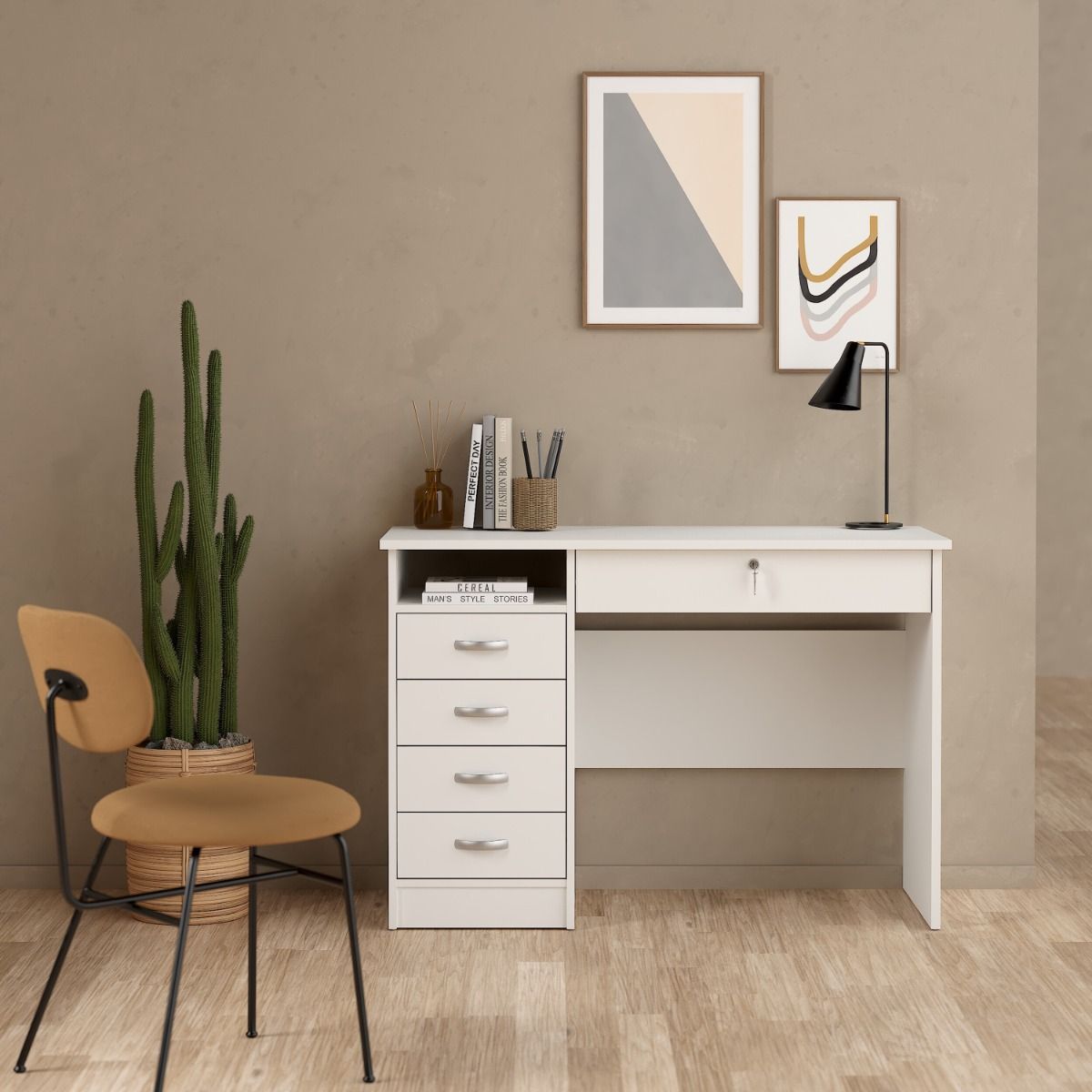 Wooden Desk for Home And Office With 5 Drawers - Function Plus