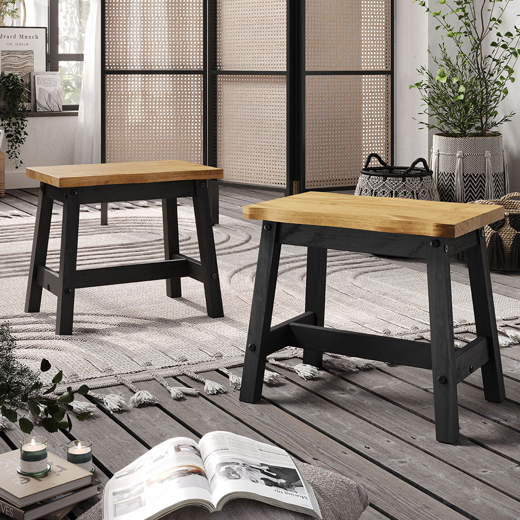 Wooden Dining Bench 52.5cm Wide in Set Of 2 - Corona