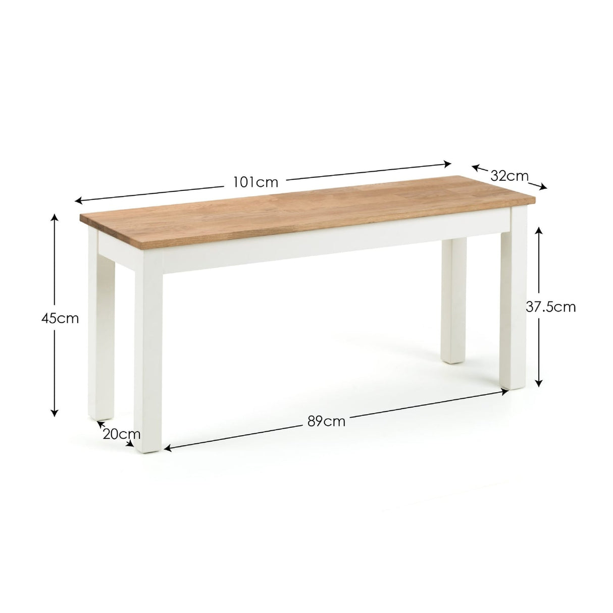 Wooden Dining Bench for 2 People - Coxmoor