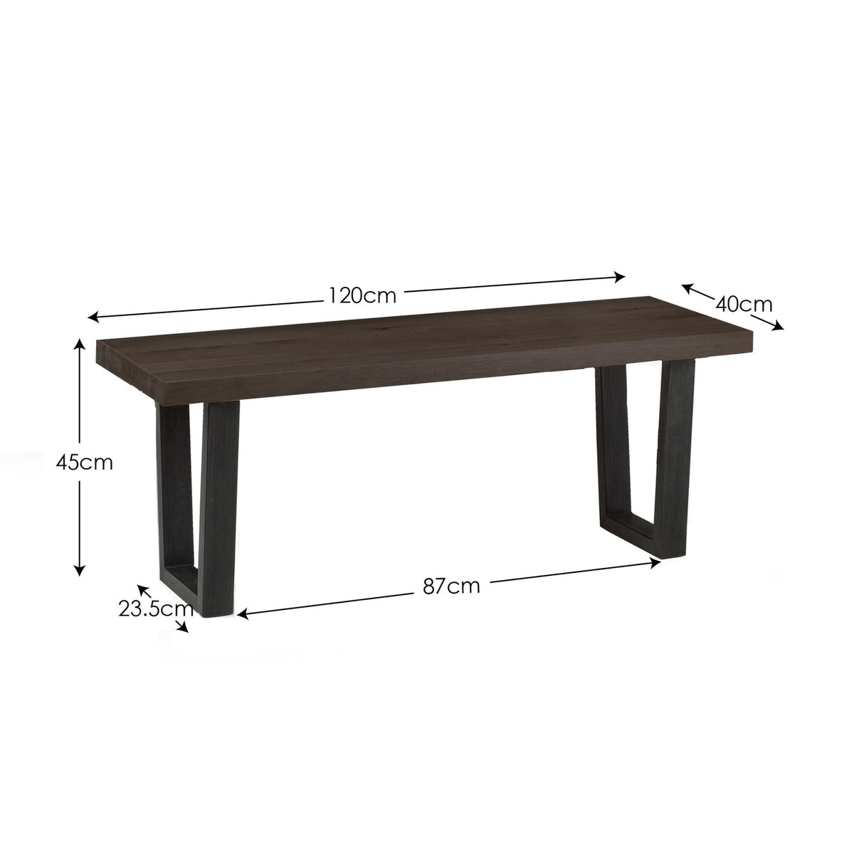 Wooden Dining Bench for 2 People Rectangular - Brooklyn