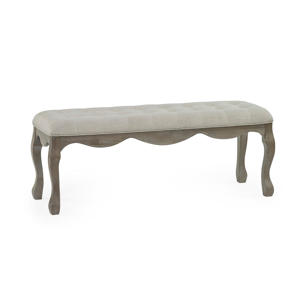 Wooden Dining Bench for 2 People With Fabric Seat - Camille
