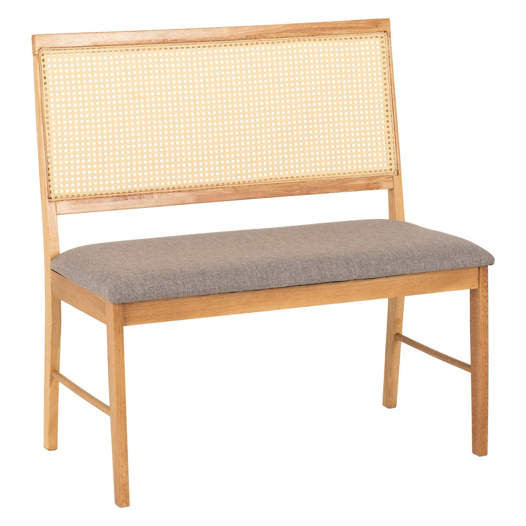 Wooden Dining Bench With Fabric Seat - Ellis
