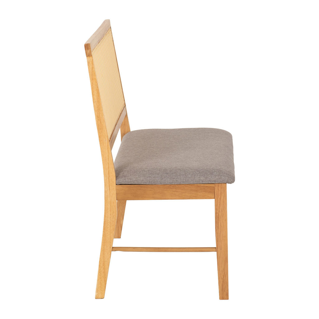 Wooden Dining Bench With Fabric Seat - Ellis