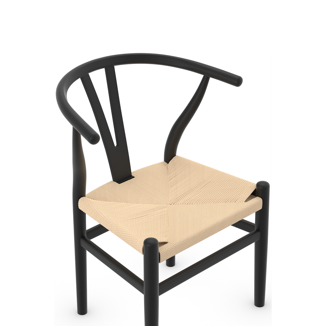 Wooden Dining Chair With Hand-Woven Seat - Strelley