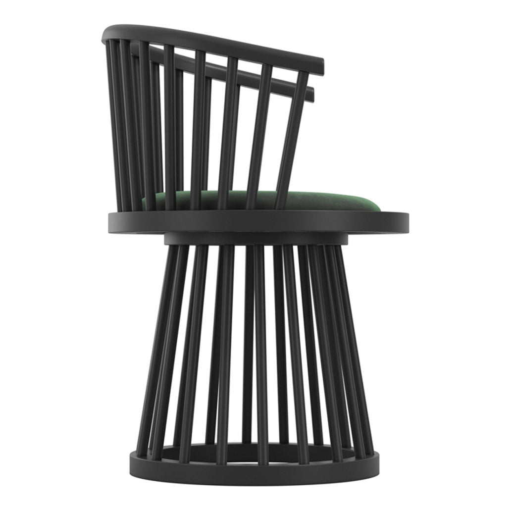 Wooden Dining Chair With Velvet Seat - Lina