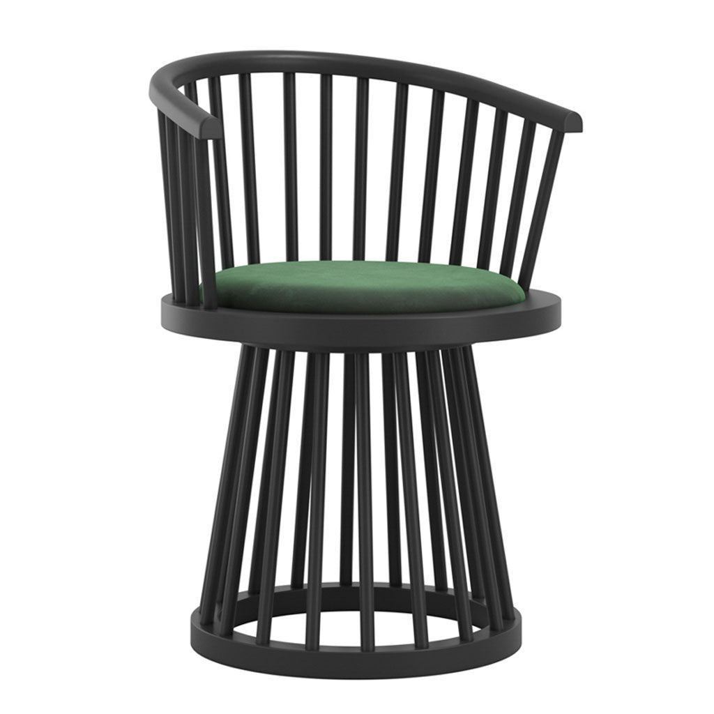 Wooden Dining Chair With Velvet Seat - Lina