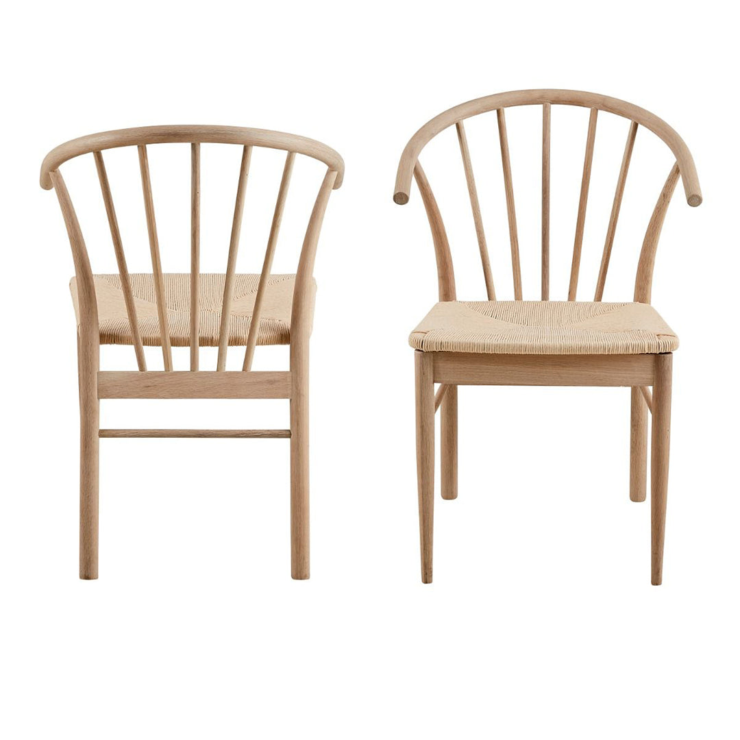 Wooden Dining Chairs With Armrest in Set Of 2 - Cassandra