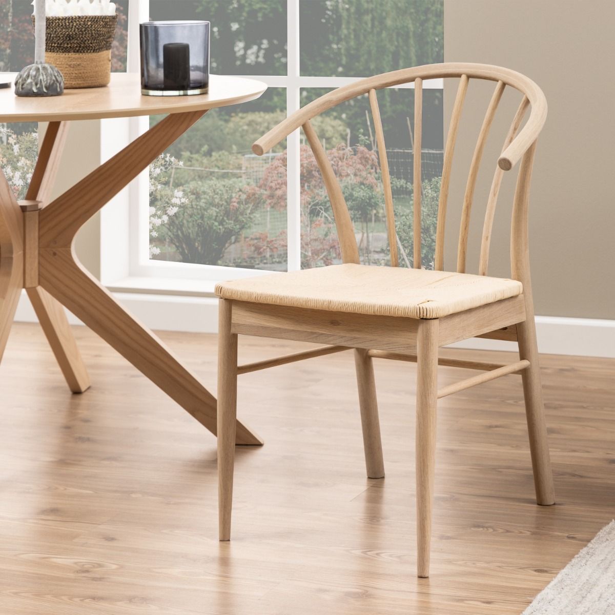 Wooden Dining Chairs With Armrest in Set Of 2 - Cassandra