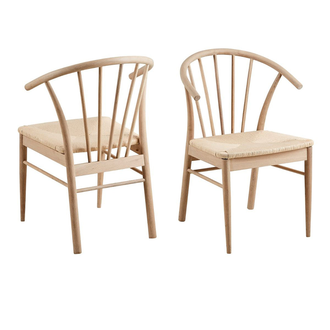 Wooden Dining Chairs With Armrest in Set Of 2 - Cassandra