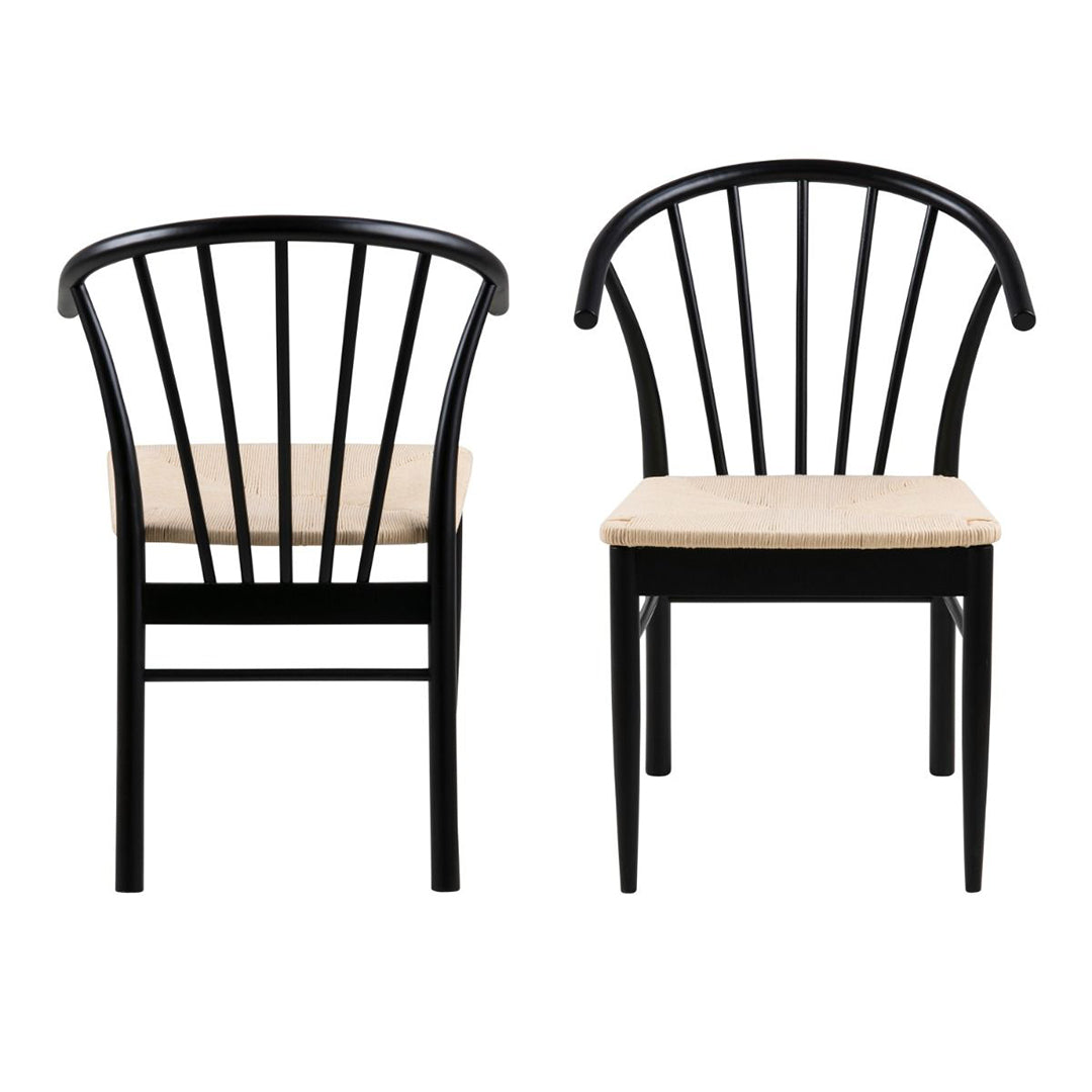 Wooden Dining Chairs With Armrest in Set Of 2 - Cassandra