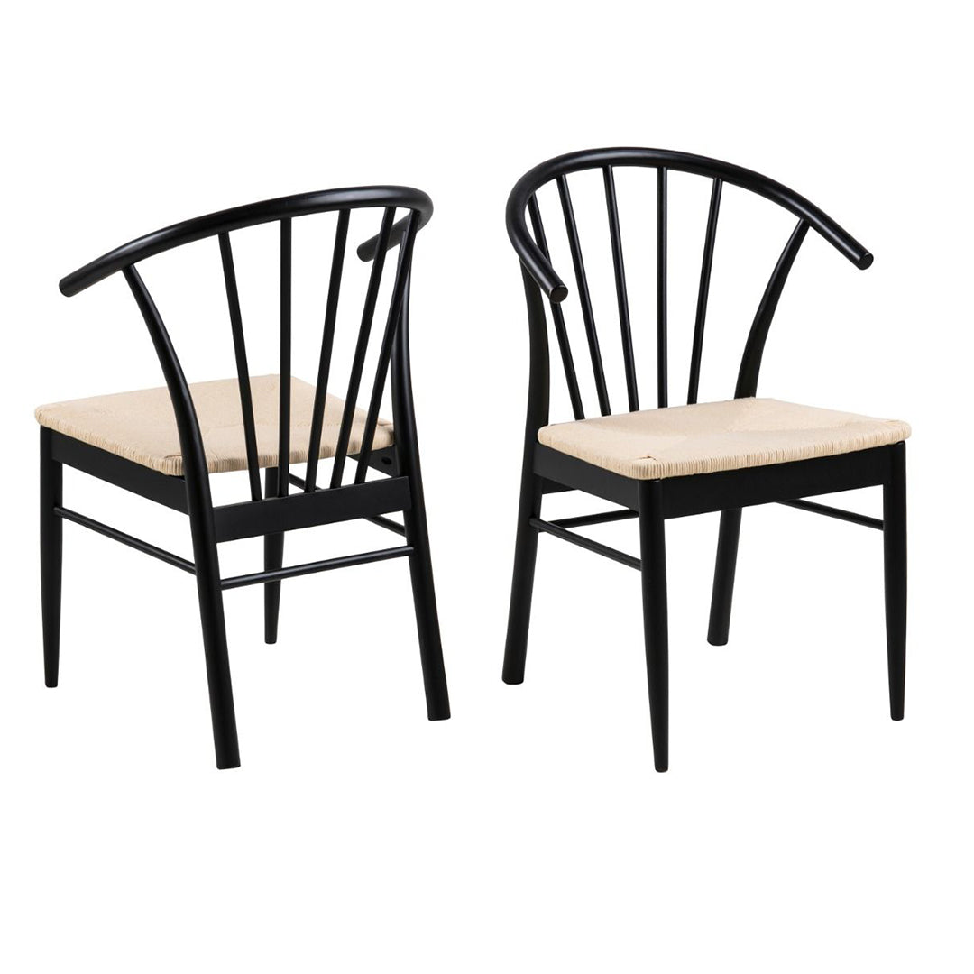 Wooden Dining Chairs With Armrest in Set Of 2 - Cassandra