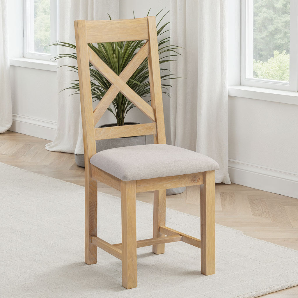 Wooden Dining Chairs Cross Back in Set Of 2 - Windsor