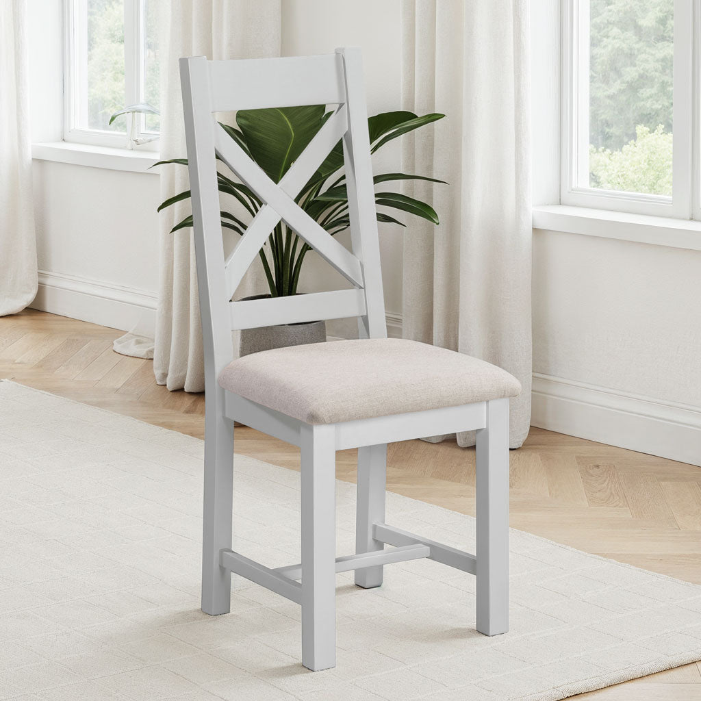 Wooden Dining Chairs Cross Back in Set Of 2 - Windsor