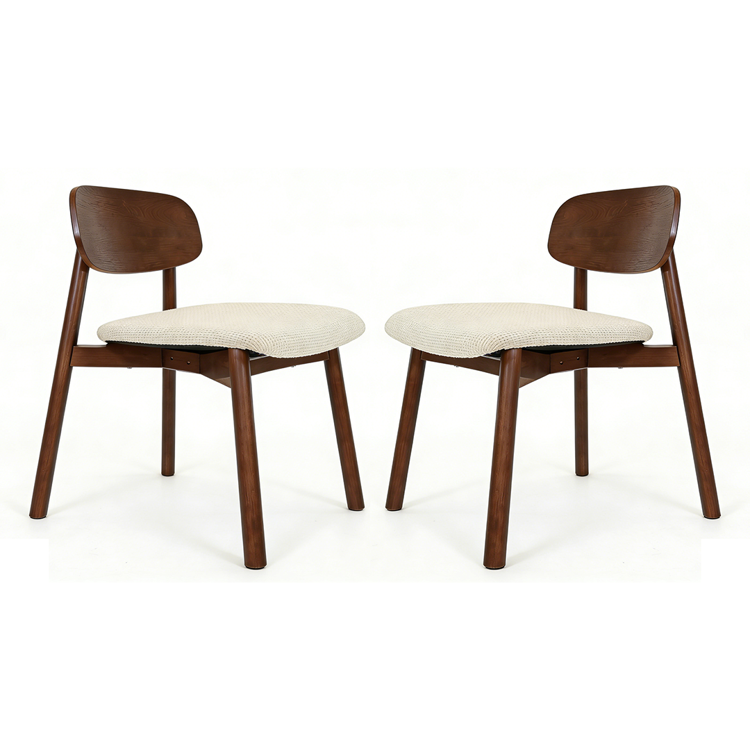 Wooden Dining Chairs in Set of 2 with Fabric Seat - Clara