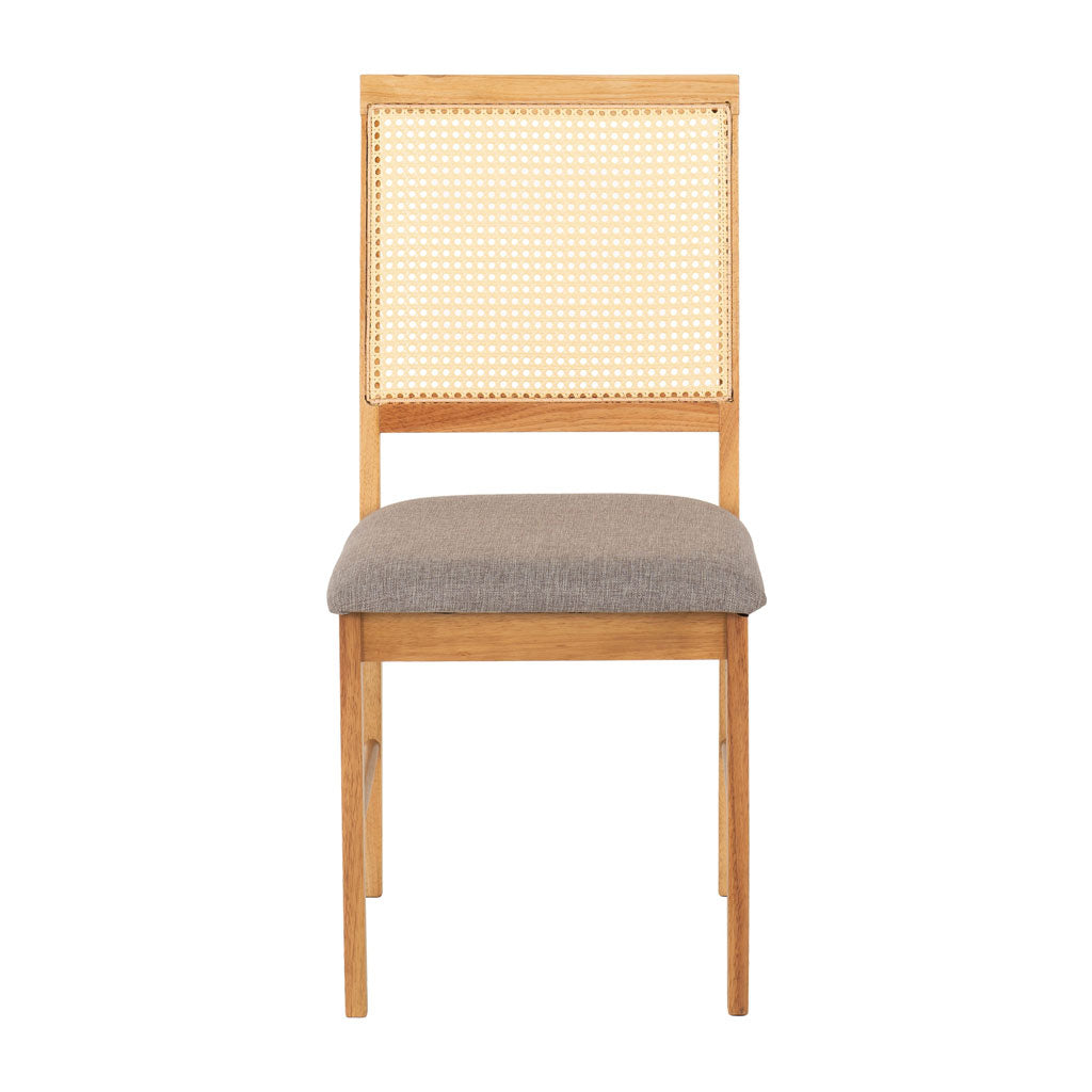 Wooden Dining Chairs In Set Of 2 With Fabric Seat - Ellis