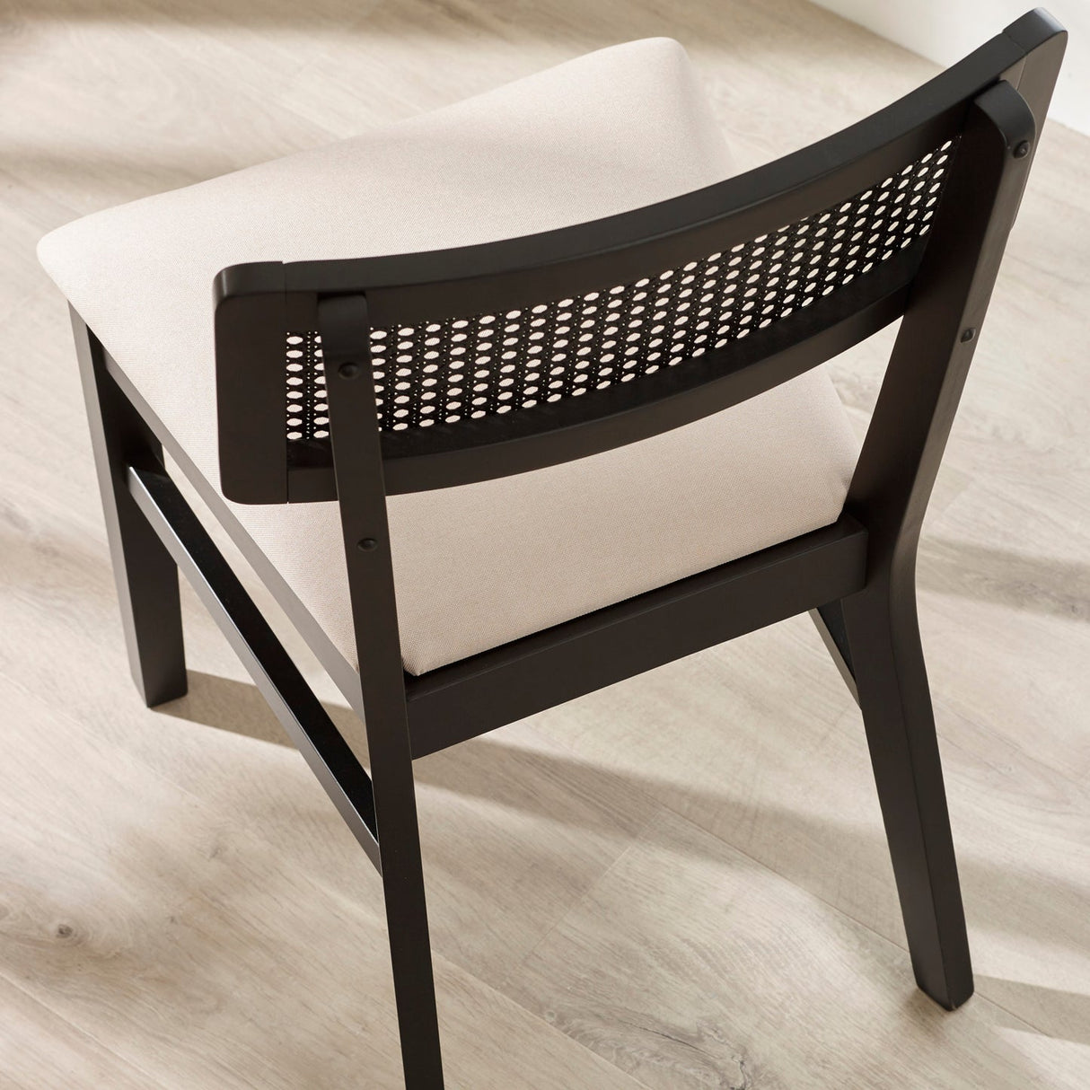 Wooden Dining Chairs in Set Of 2 With Natural Fabric Seat - Annika