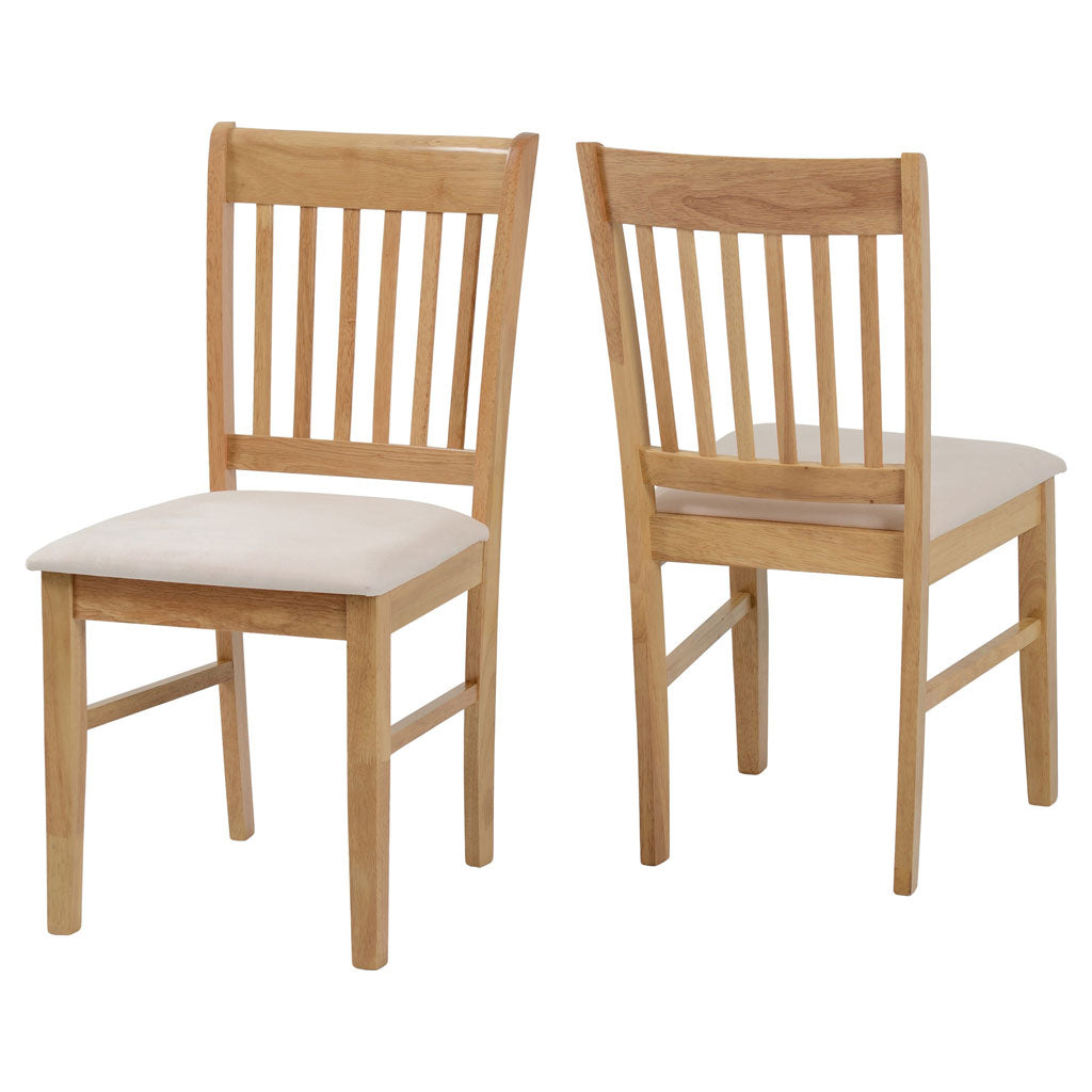 Wooden Dining Chairs With Fabric Seat in Set Of 2 - Oxford